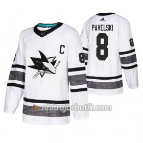 Män Ishockey San Jose Sharks tröja Joe Pavelski 8 Vit 2019 All-Star Adidas Authentic